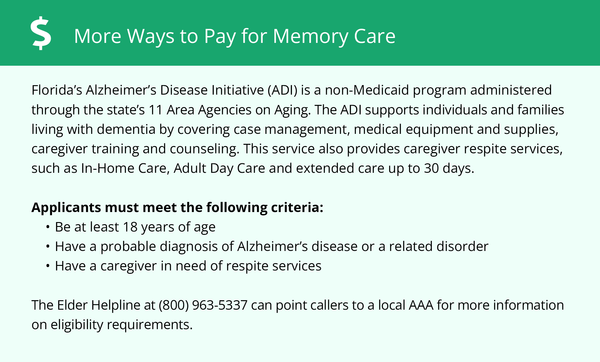 More Ways to Pay for Memory Care - Florida
