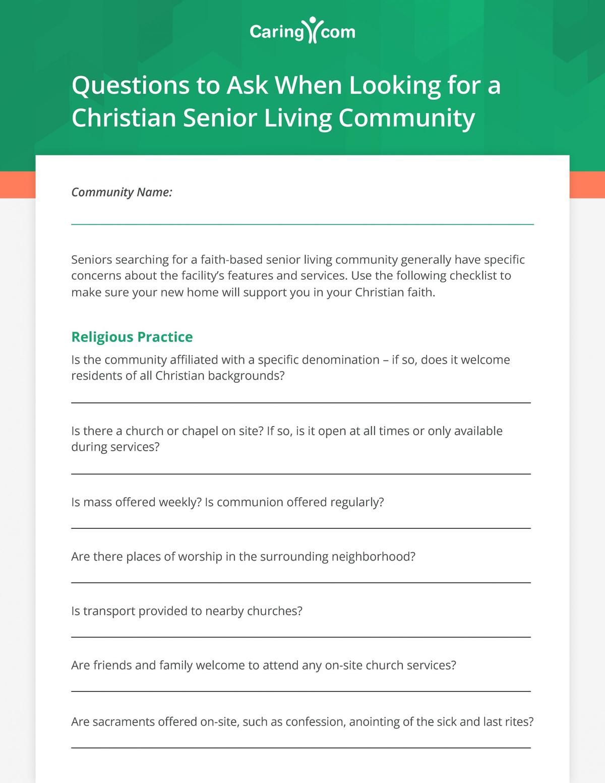 Questions to Ask When Looking for a Christian Senior Living Community