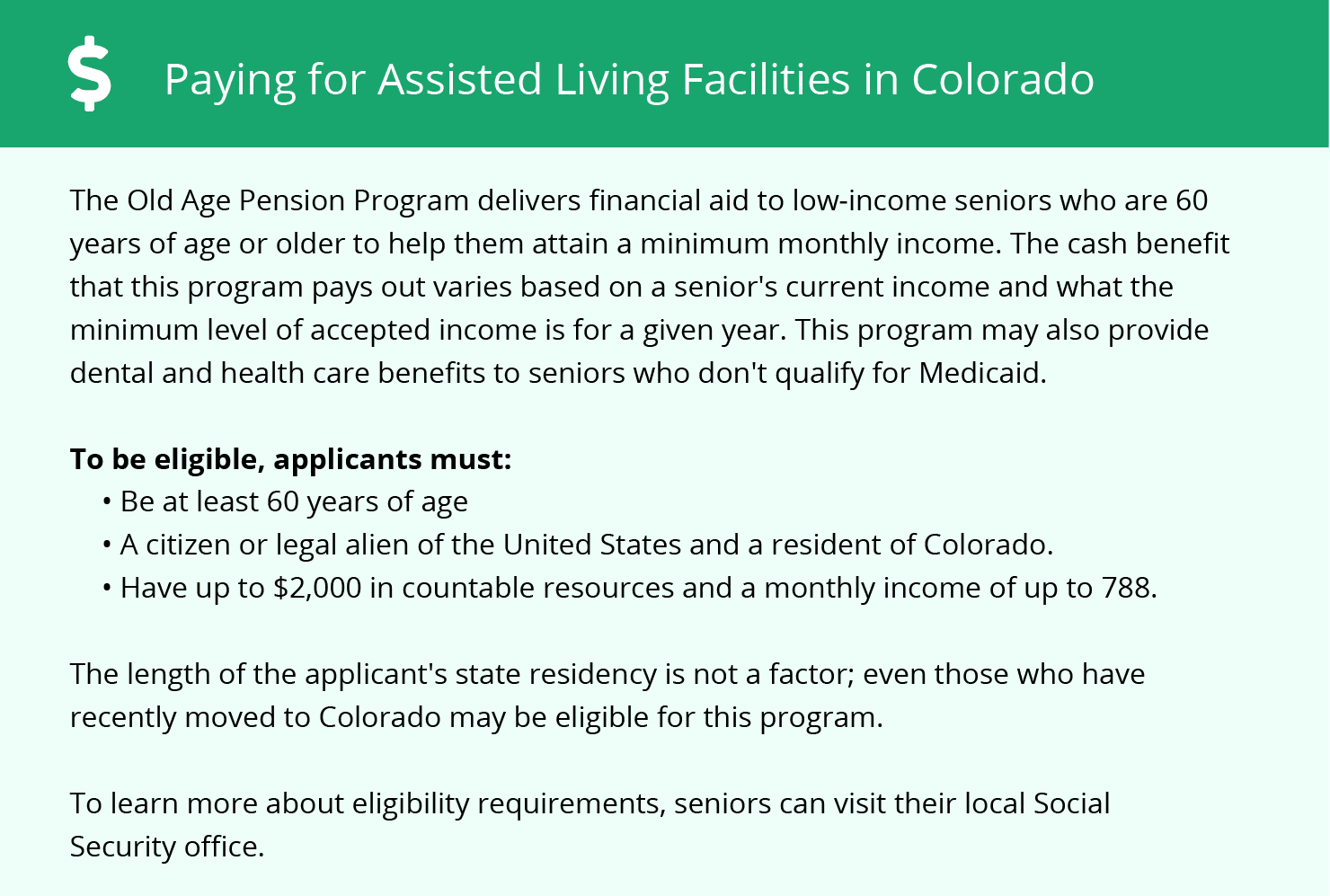 Paying for Assisted Living Facilities in Colorado